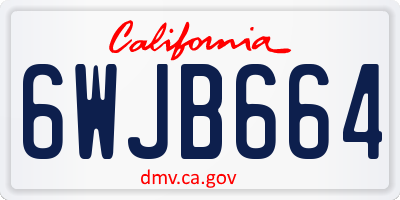 CA license plate 6WJB664
