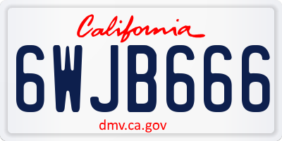 CA license plate 6WJB666