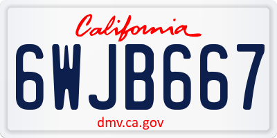 CA license plate 6WJB667