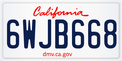 CA license plate 6WJB668