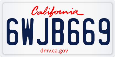 CA license plate 6WJB669