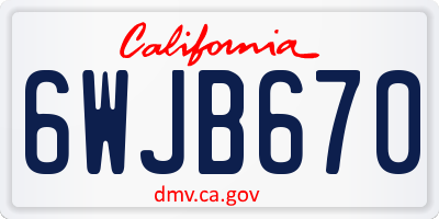 CA license plate 6WJB670