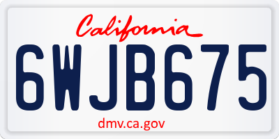 CA license plate 6WJB675