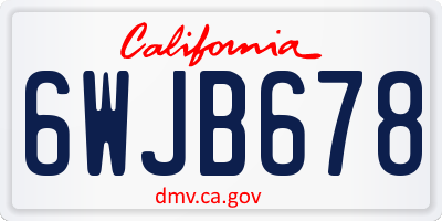 CA license plate 6WJB678