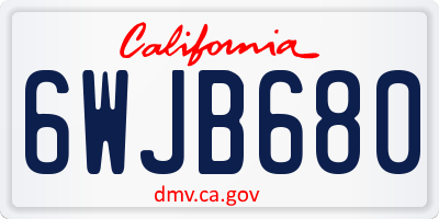 CA license plate 6WJB680