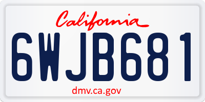 CA license plate 6WJB681