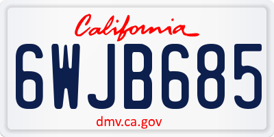 CA license plate 6WJB685