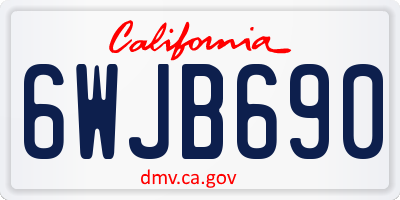CA license plate 6WJB690