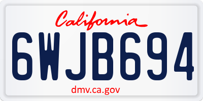 CA license plate 6WJB694