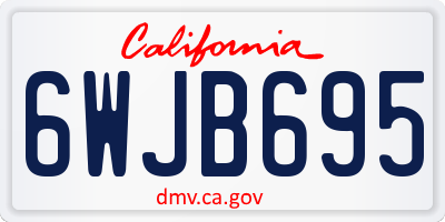 CA license plate 6WJB695