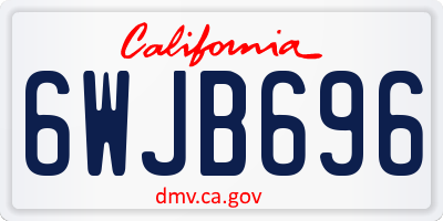 CA license plate 6WJB696