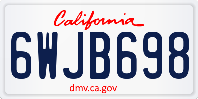 CA license plate 6WJB698