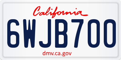 CA license plate 6WJB700