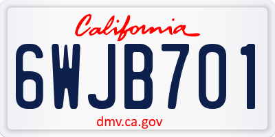CA license plate 6WJB701