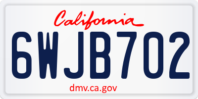 CA license plate 6WJB702