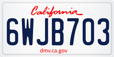 CA license plate 6WJB703