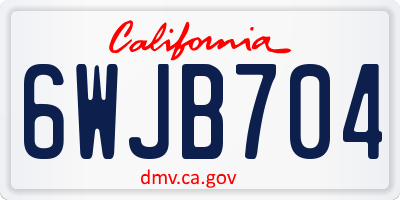 CA license plate 6WJB704
