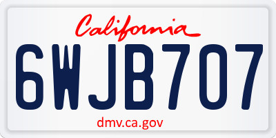 CA license plate 6WJB707