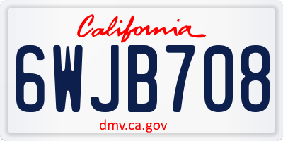 CA license plate 6WJB708