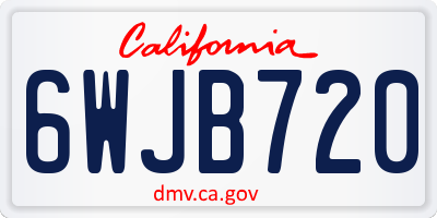 CA license plate 6WJB720