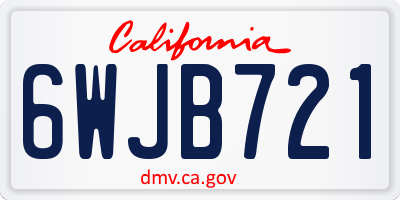 CA license plate 6WJB721