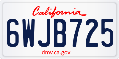 CA license plate 6WJB725