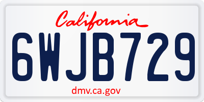 CA license plate 6WJB729