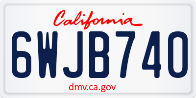 CA license plate 6WJB740