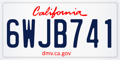 CA license plate 6WJB741