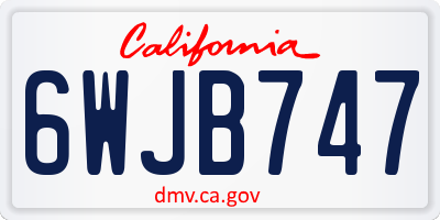 CA license plate 6WJB747