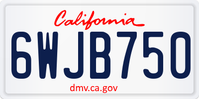 CA license plate 6WJB750