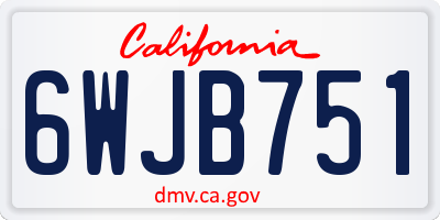 CA license plate 6WJB751