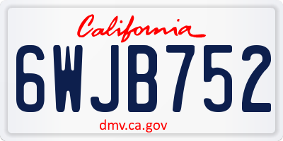 CA license plate 6WJB752