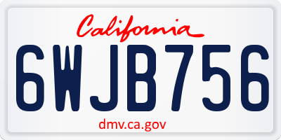CA license plate 6WJB756