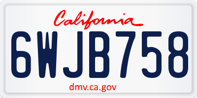 CA license plate 6WJB758