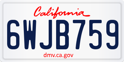 CA license plate 6WJB759