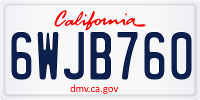 CA license plate 6WJB760