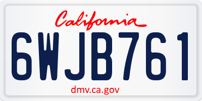 CA license plate 6WJB761