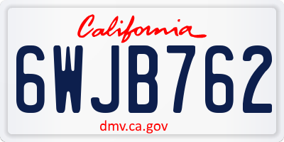 CA license plate 6WJB762