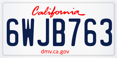 CA license plate 6WJB763
