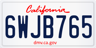 CA license plate 6WJB765