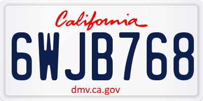 CA license plate 6WJB768