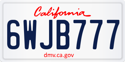 CA license plate 6WJB777