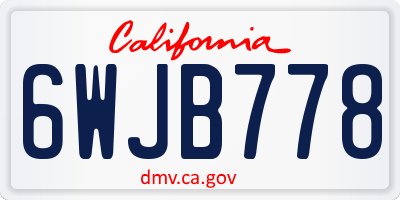 CA license plate 6WJB778