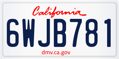 CA license plate 6WJB781