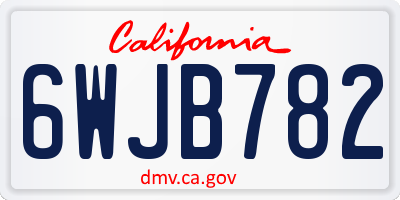 CA license plate 6WJB782