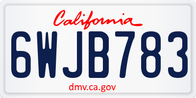 CA license plate 6WJB783