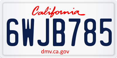 CA license plate 6WJB785