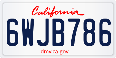 CA license plate 6WJB786
