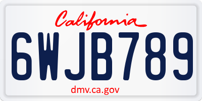 CA license plate 6WJB789
